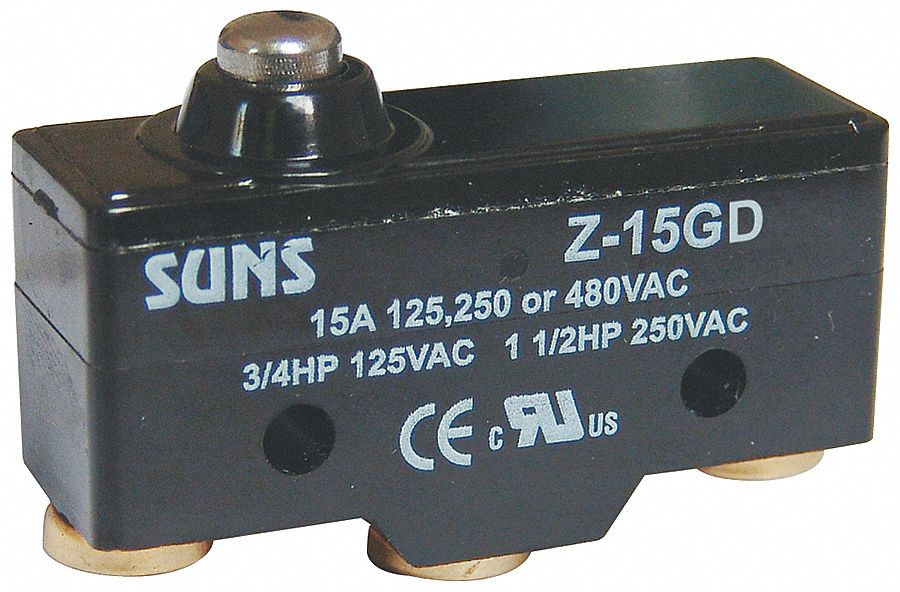 Snap Action Switch: Plunger Actuator, SPDT, Screw