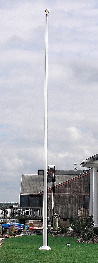 Flag Pole: Fiberglass, 3 x 5 ft Max. Flag Size, 20 ft Ht Above Ground, 20 ft Overall Ht