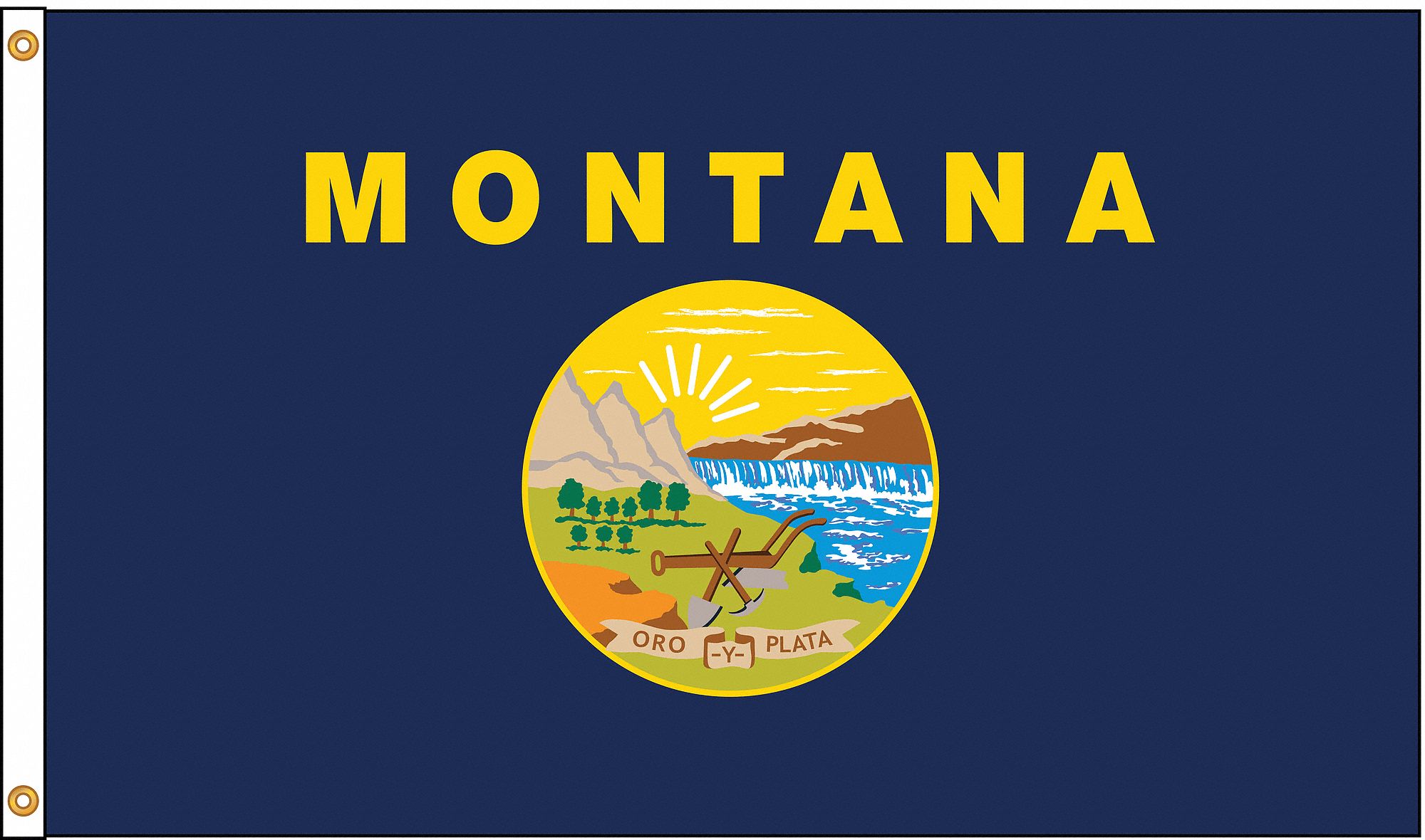 NYLGLO Montana State Flag, 4 ftH x 6 ftW, Indoor, Outdoor 5JFK7