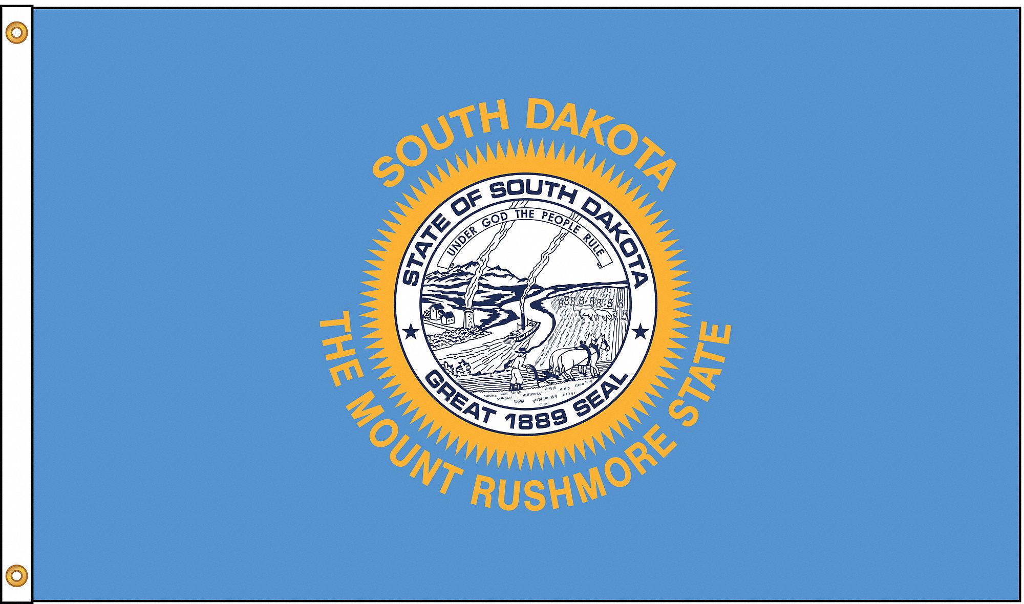 NYLGLO South Dakota State Flag, 5 ftH x 8 ftW, Indoor, Outdoor 5JFP8