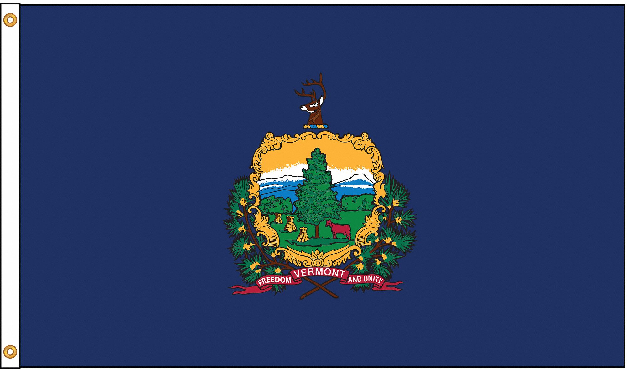 NYLGLO Vermont State Flag, 5 ftH x 8 ftW, Indoor, Outdoor 5JFR6