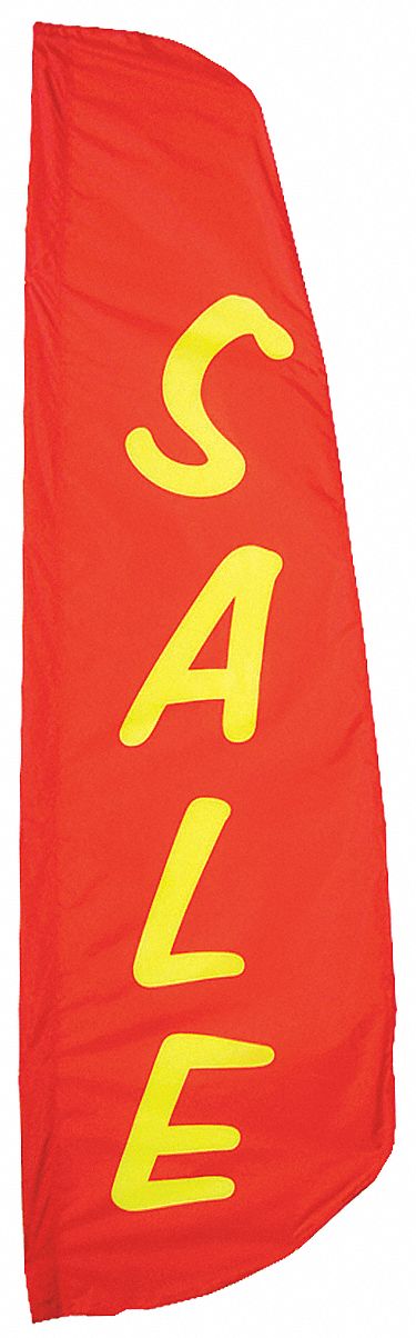 Feather Flag: Sale, Indoor/Outdoor, 2 ft Overall Ht, 8 ft Overall Wd, Nylon