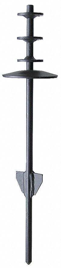 Ground Spike: Steel, 4 in Overall Ht, 18 in Overall Lg, 4 in Overall Wd, Black
