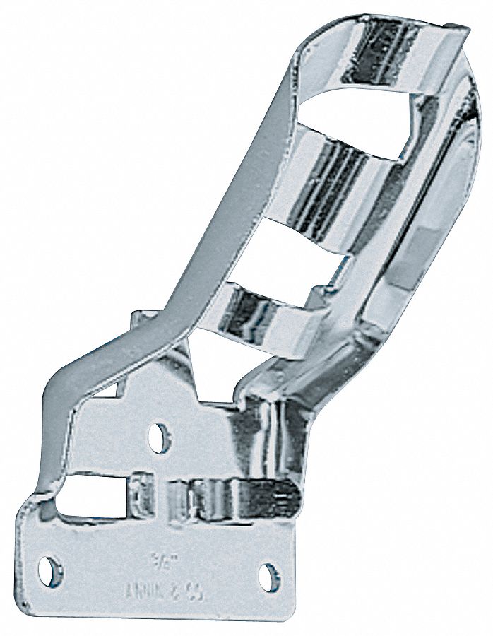 Flag Pole Holder: Steel, 3 in Overall Ht, 3 in Overall Lg, 1 1/2 in Overall Wd, Silver, 12 PK