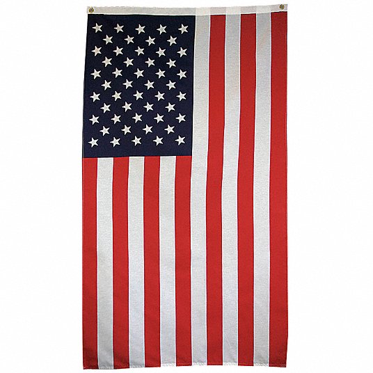 US Flag: 3 ft Ht, 5 ft Wd, Polyester, Indoor/Outdoor, 12 PK