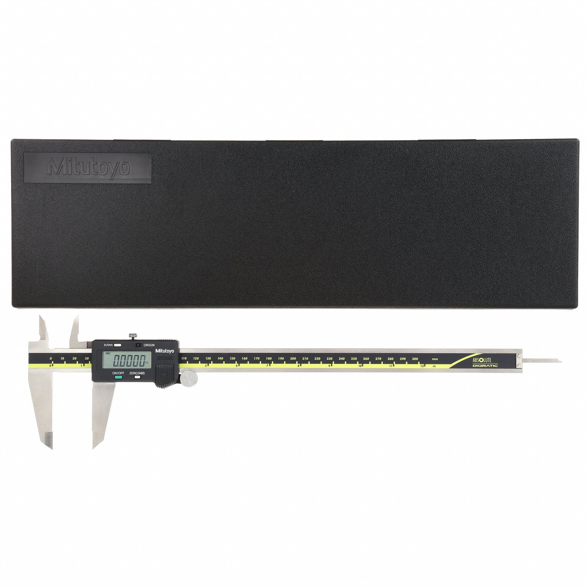 MITUTOYO Carbide Jaw Digital Caliper, Range 0 in to 12 in, 0 mm to 300
