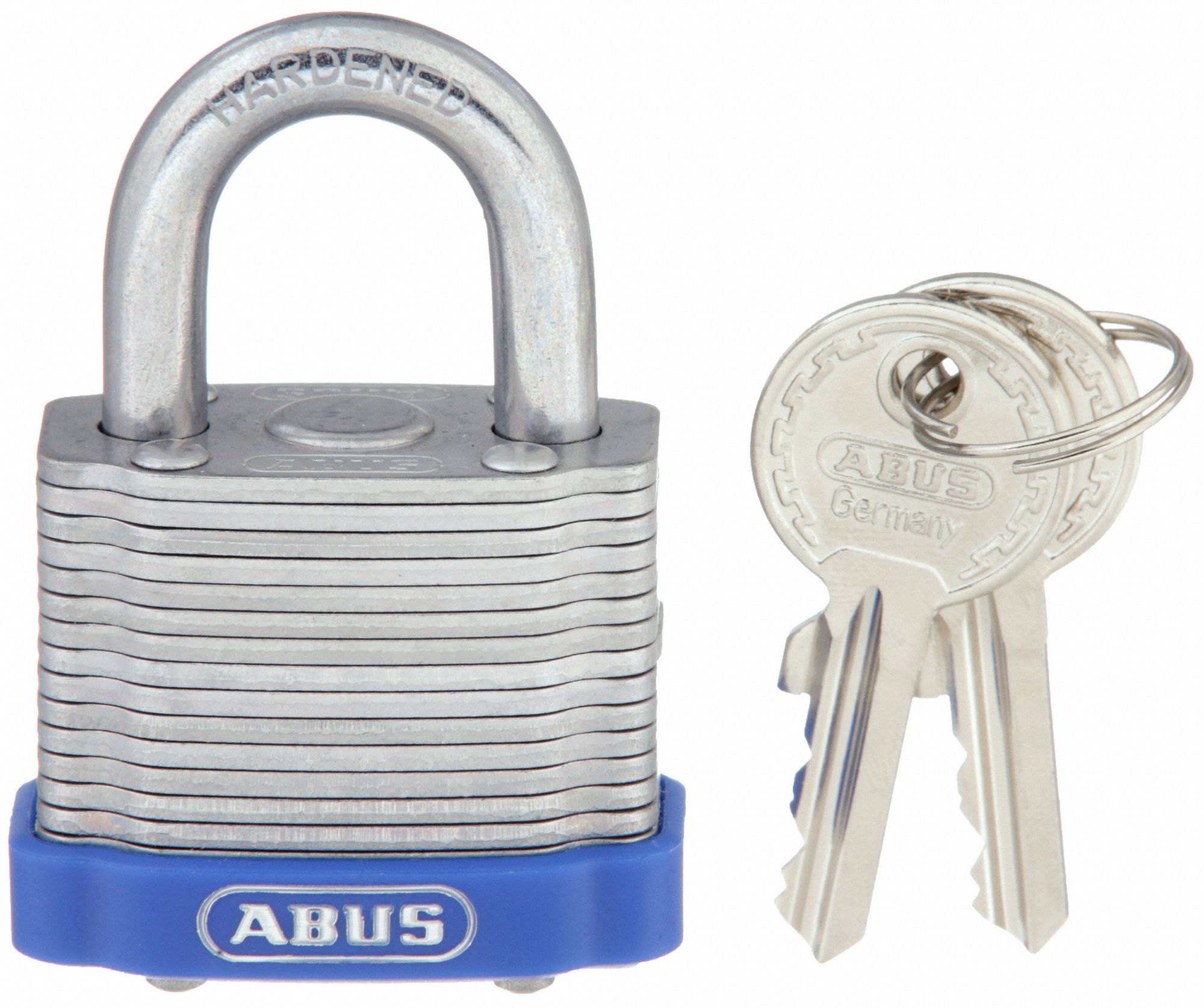 KEYED PADLOCK, KEYED DIFFERENT, STANDARD BODY, HARDENED STEEL, SILVER