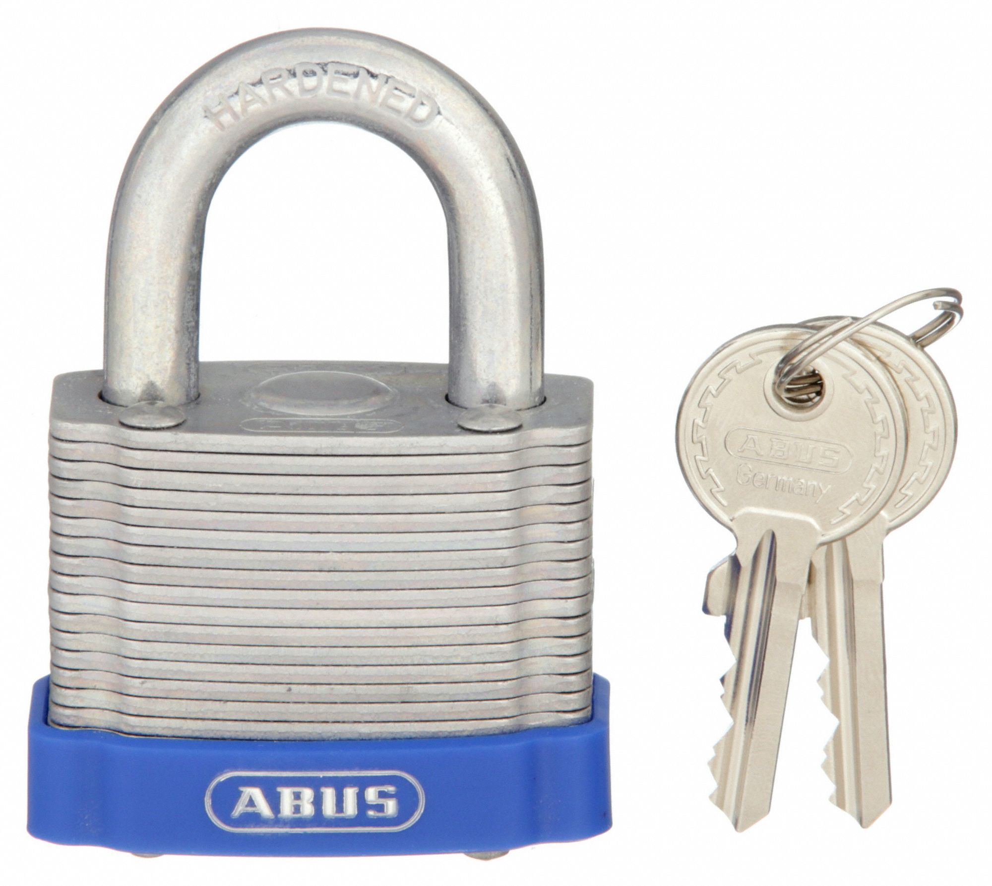 KEYED PADLOCK, KEYED DIFFERENT, STANDARD BODY, HARDENED STEEL, SILVER, OUTDOOR