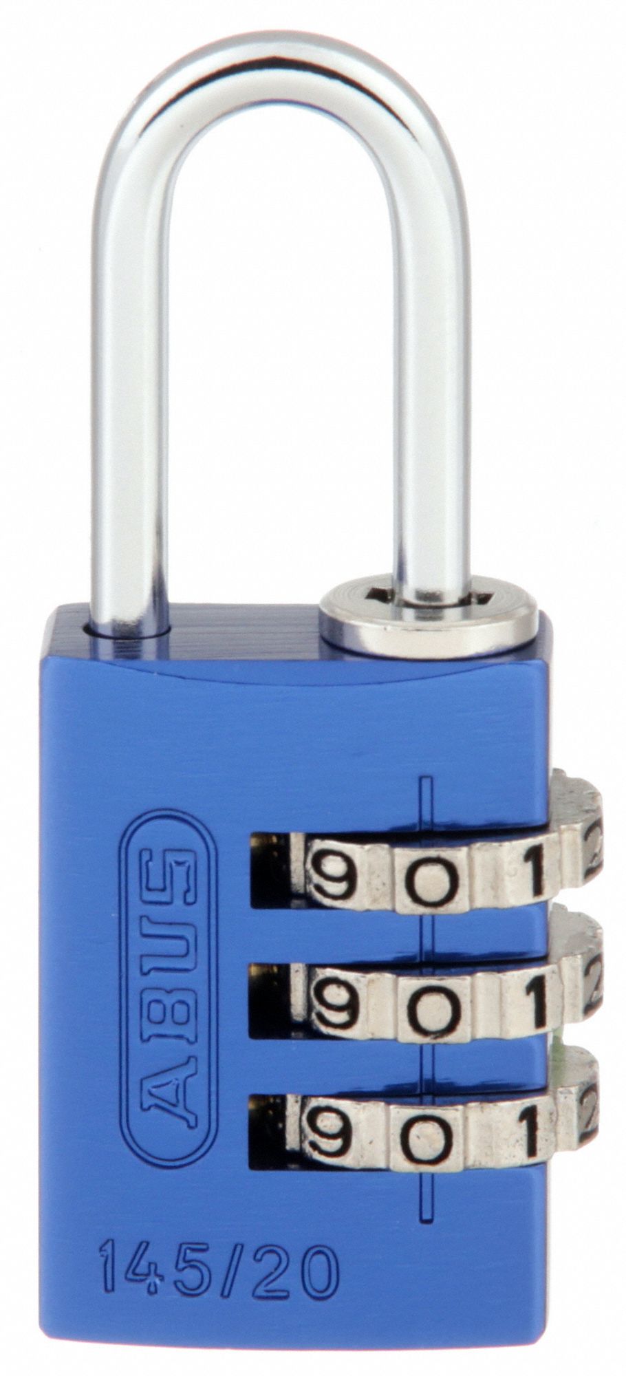 COMBINATION PADLOCK,SIDE,BLUE/SILVER