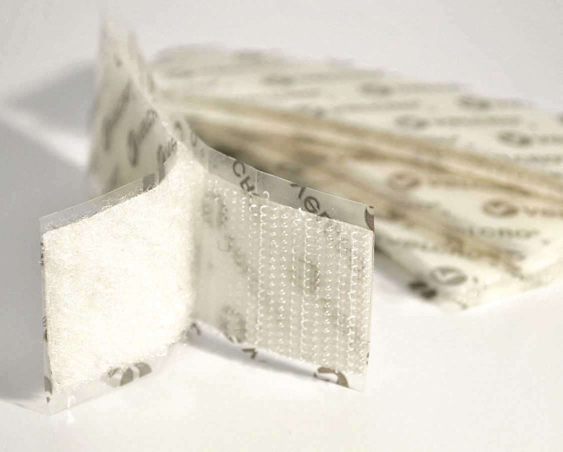 Hook-and-Loop Fastener: Strip, 1 in Overall Wd, 4 in Overall Lg, Hook-and-Loop, White