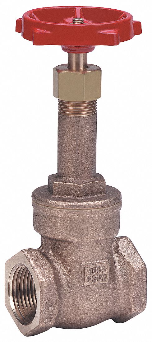 Gate Valve: 1 1/4 in, Bronze, Rising, FNPT x FNPT, 300 psi Max. Pressure (CWP)
