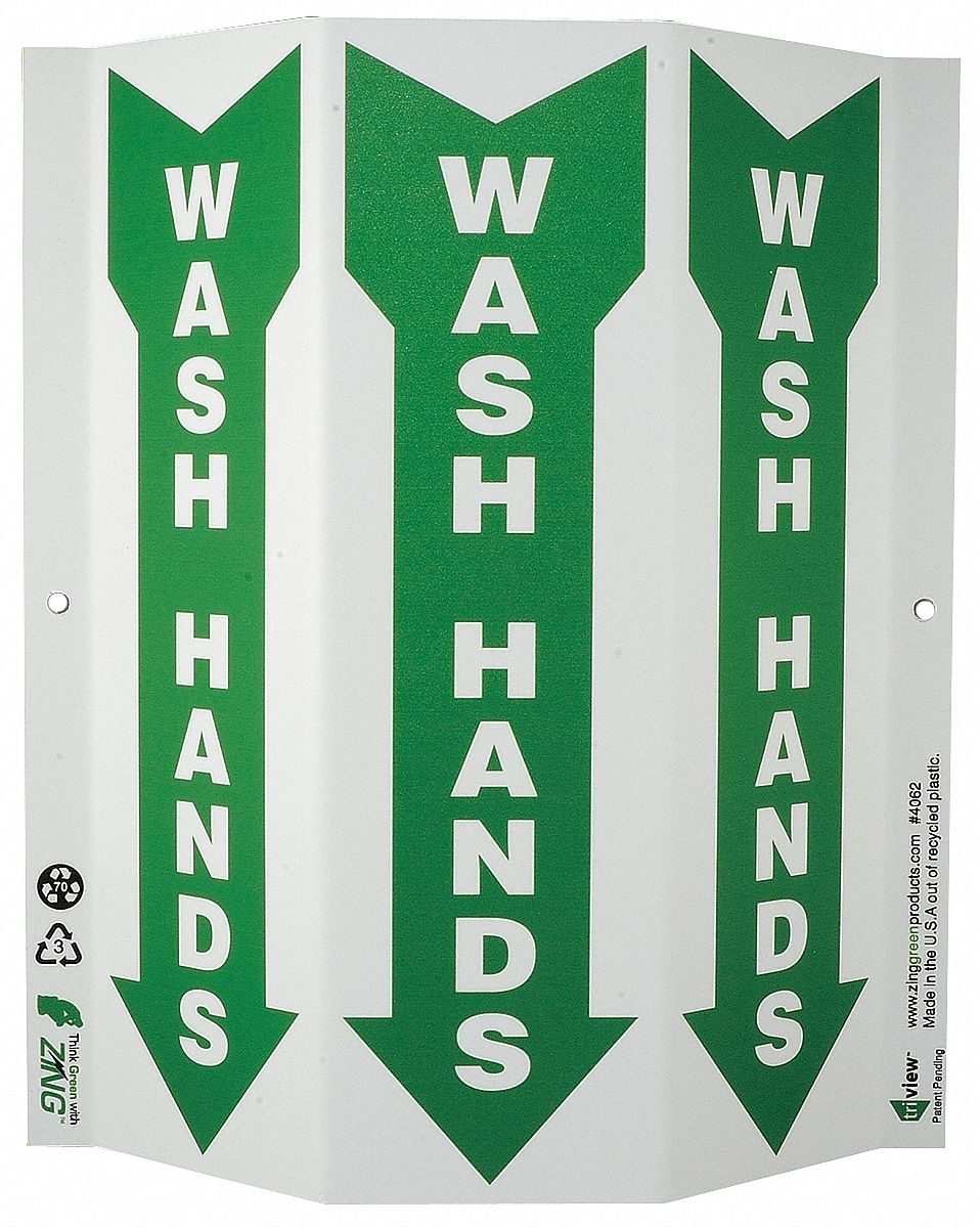 ZING HAND WASH SIGN, PLASTIC, HOLE MOUNT, 12X9IN NOMINAL SIGN SIZE, 0 ...