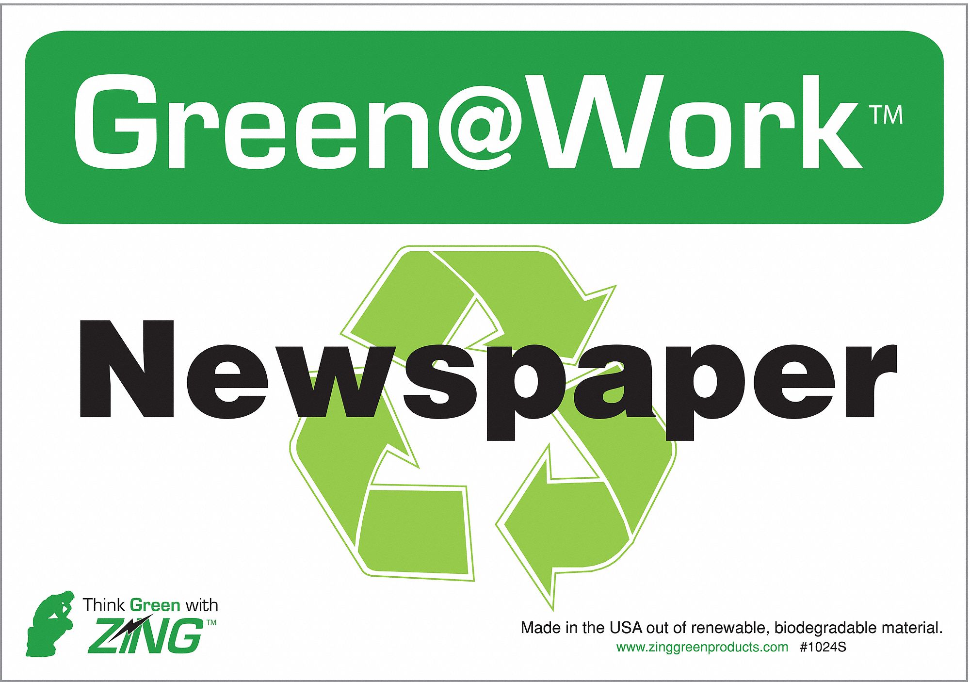 RECYCLING ADHESIVE SIGN, PLASTIC, ADHESIVE MOUNT, NOT RETROREFLECTIVE, 7 X 10IN, 5 PK, NEWSPAPER