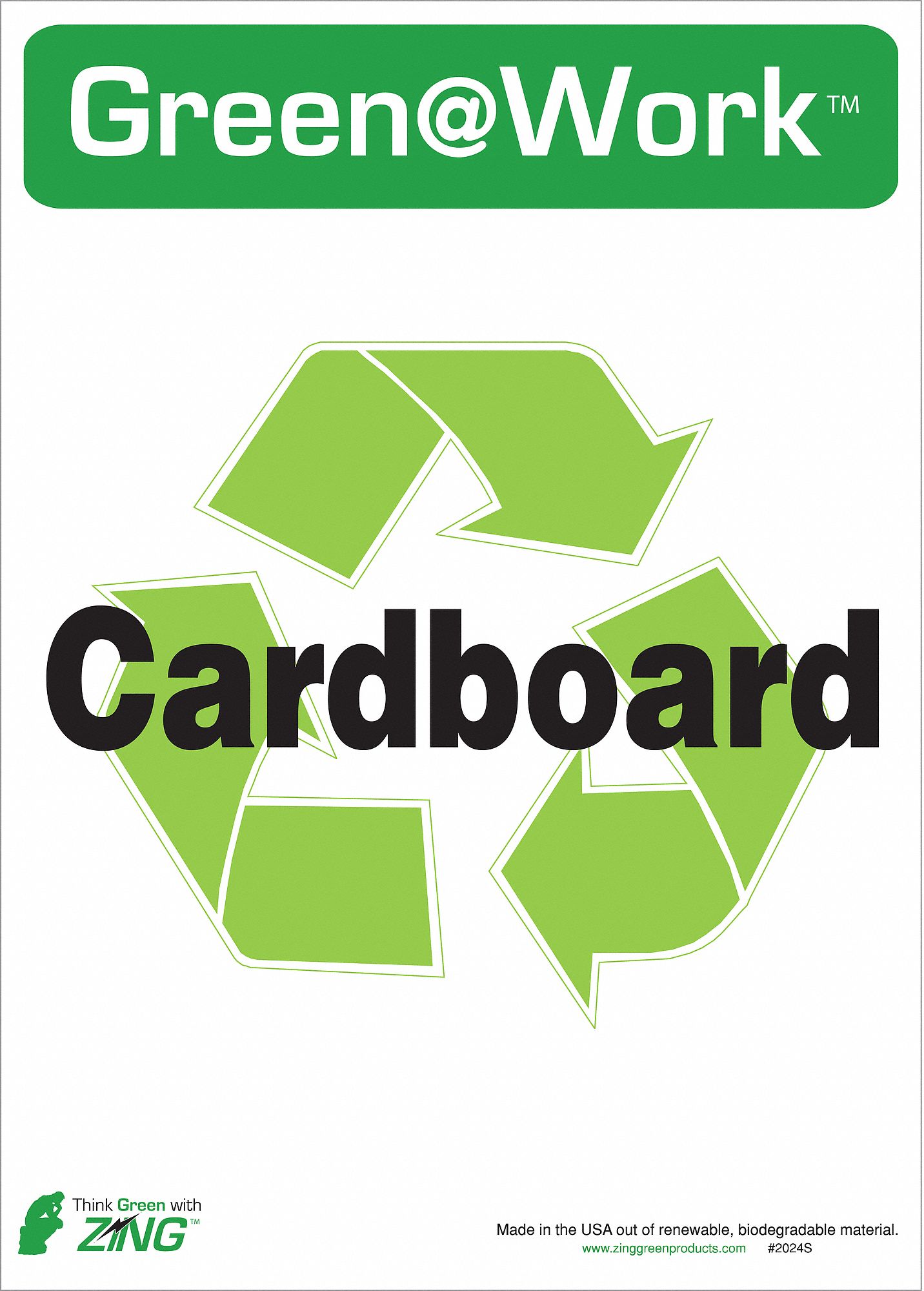 RECYCLE LABEL, PLASTIC, ADHESIVE MOUNT, 14 IN X 10 IN NOMINAL SIGN SIZE, 5 PK, CARDBOARD (RECYCLE SYMBOL)