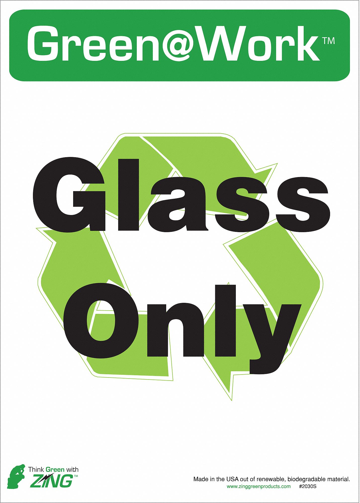 RECYCLE LABEL, PLASTIC, 10 IN WIDTH, 14 IN HEIGHT, GREEN/WHITE, ADHESIVE SURFACE, PK 5