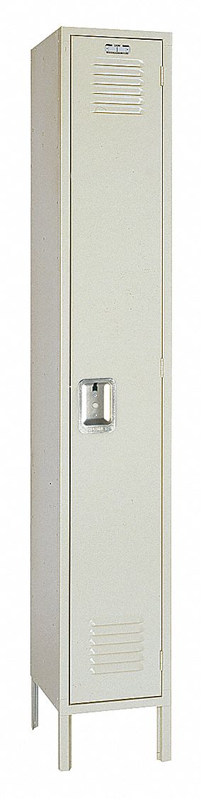 Wardrobe Locker: 12 in x 12 in x 66 in, Louvered, 1 Tiers, 1 Units Wide, Padlock Hasp, Gray