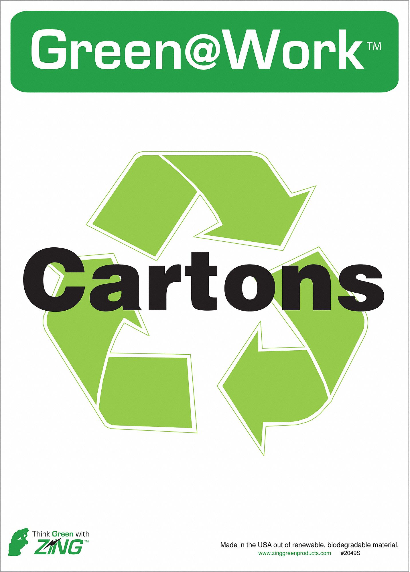 RECYCLE LABEL, PLASTIC, 10 IN WIDTH, 14 IN HEIGHT, GREEN/WHITE, ADHESIVE SURFACE, PK 5