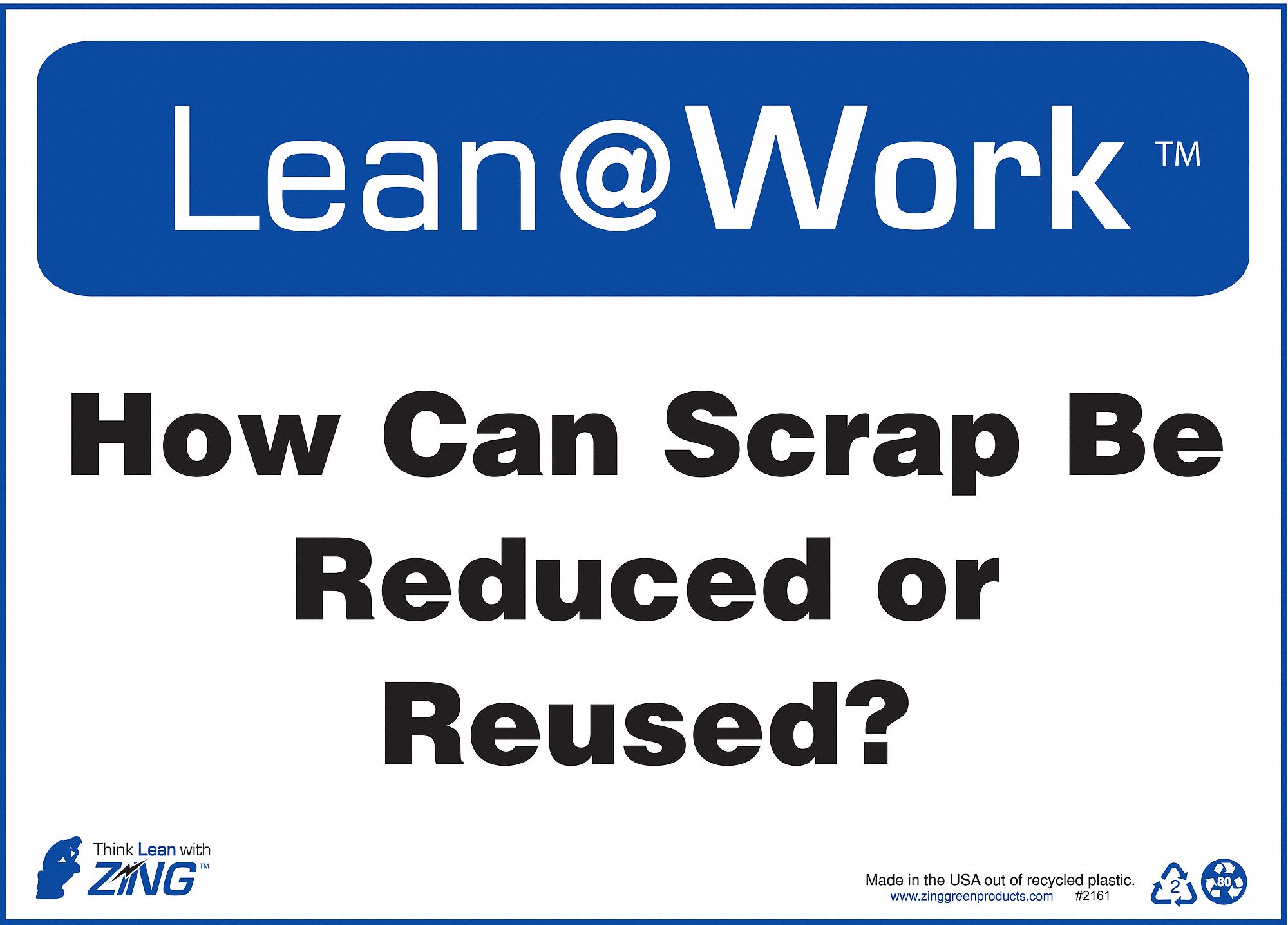 LEAN PROCESSES SIGN, PLASTIC, 14 IN WIDTH, 10 IN HEIGHT, BLUE/WHITE, SURFACE