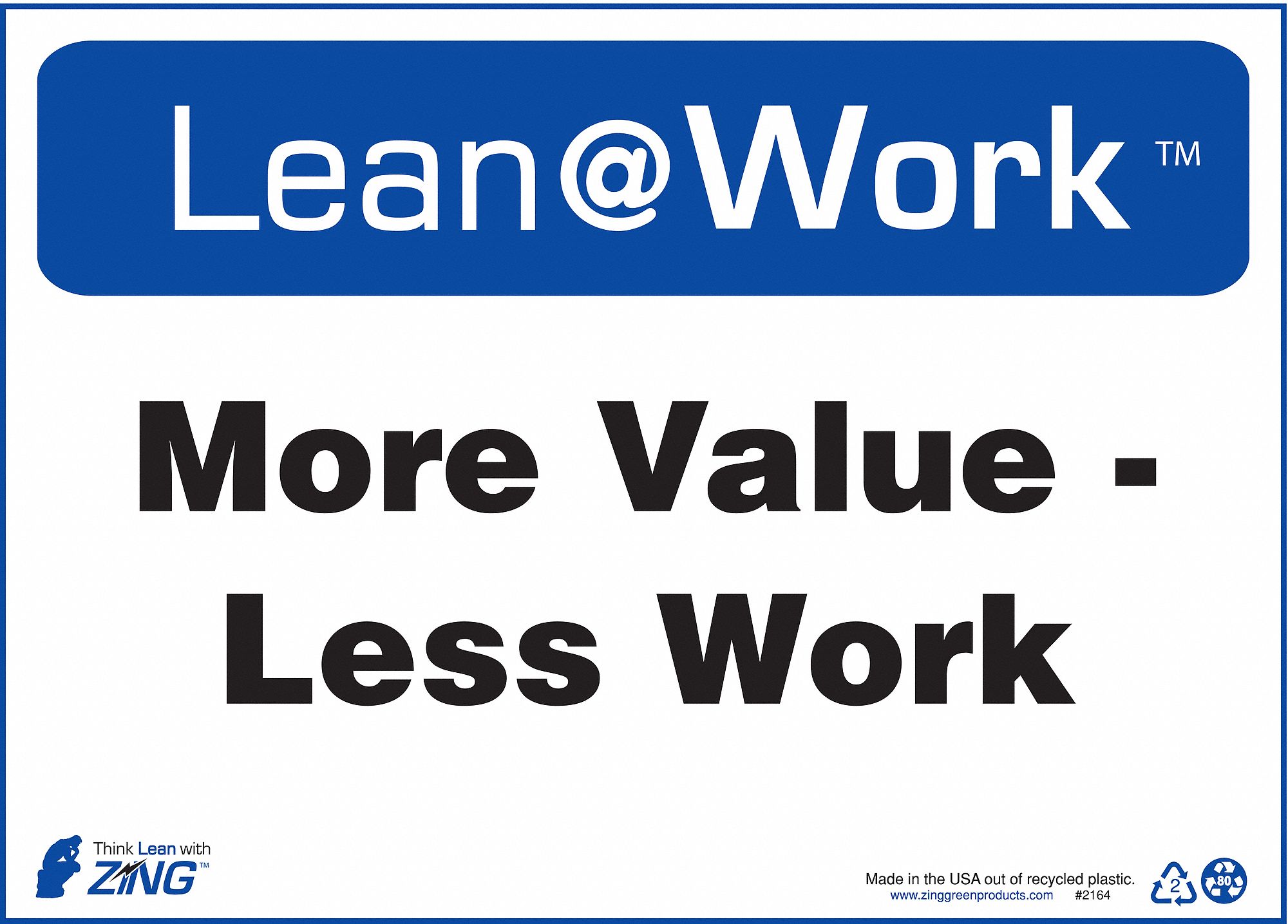 LEAN PROCESSES SIGN, PLASTIC, 14 IN WIDTH, 10 IN HEIGHT, BLUE/WHITE, SURFACE