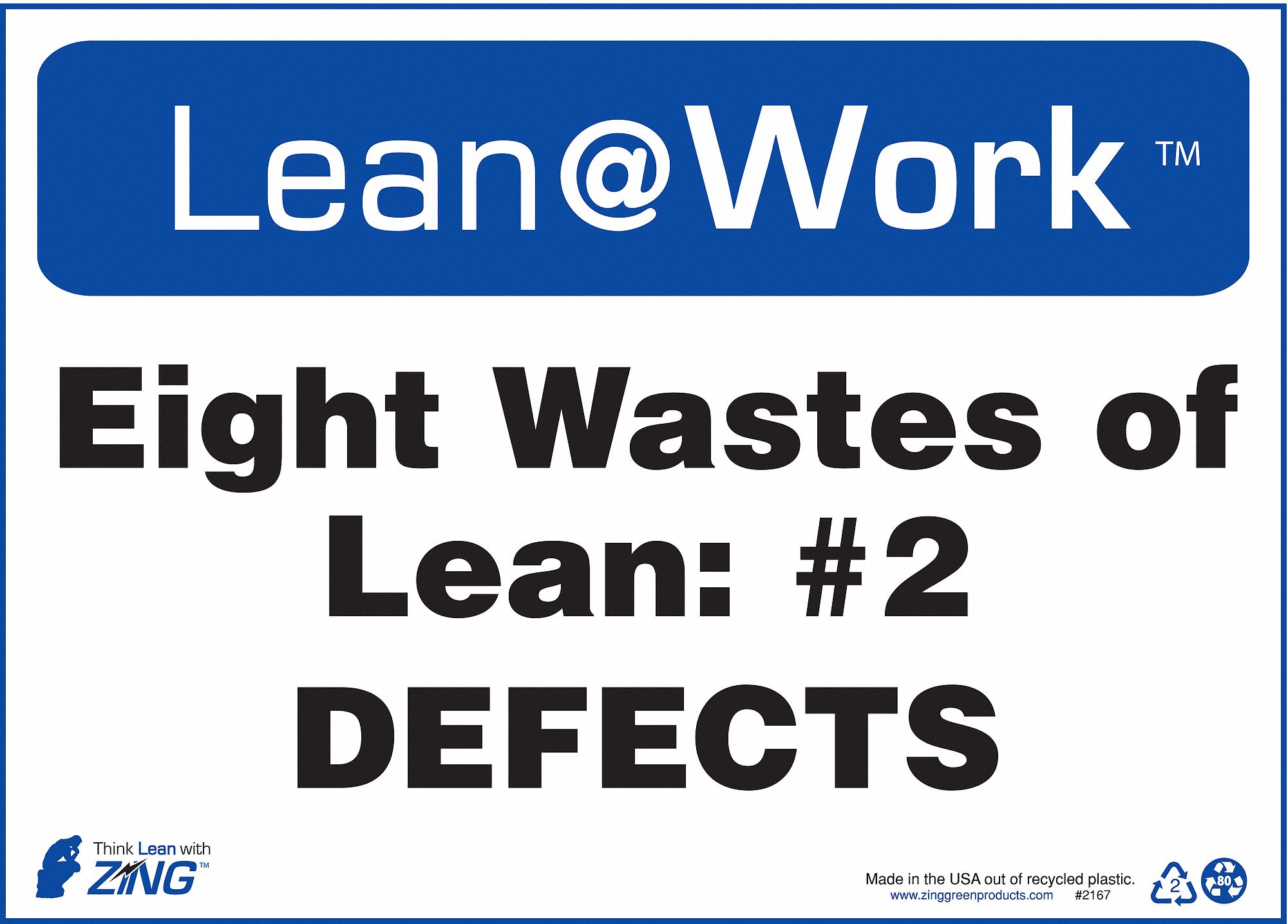 ZING LEAN SIGN,EIGHT WASTES DEFECTS - 1002908 - ZNG2167 | 2167 ...