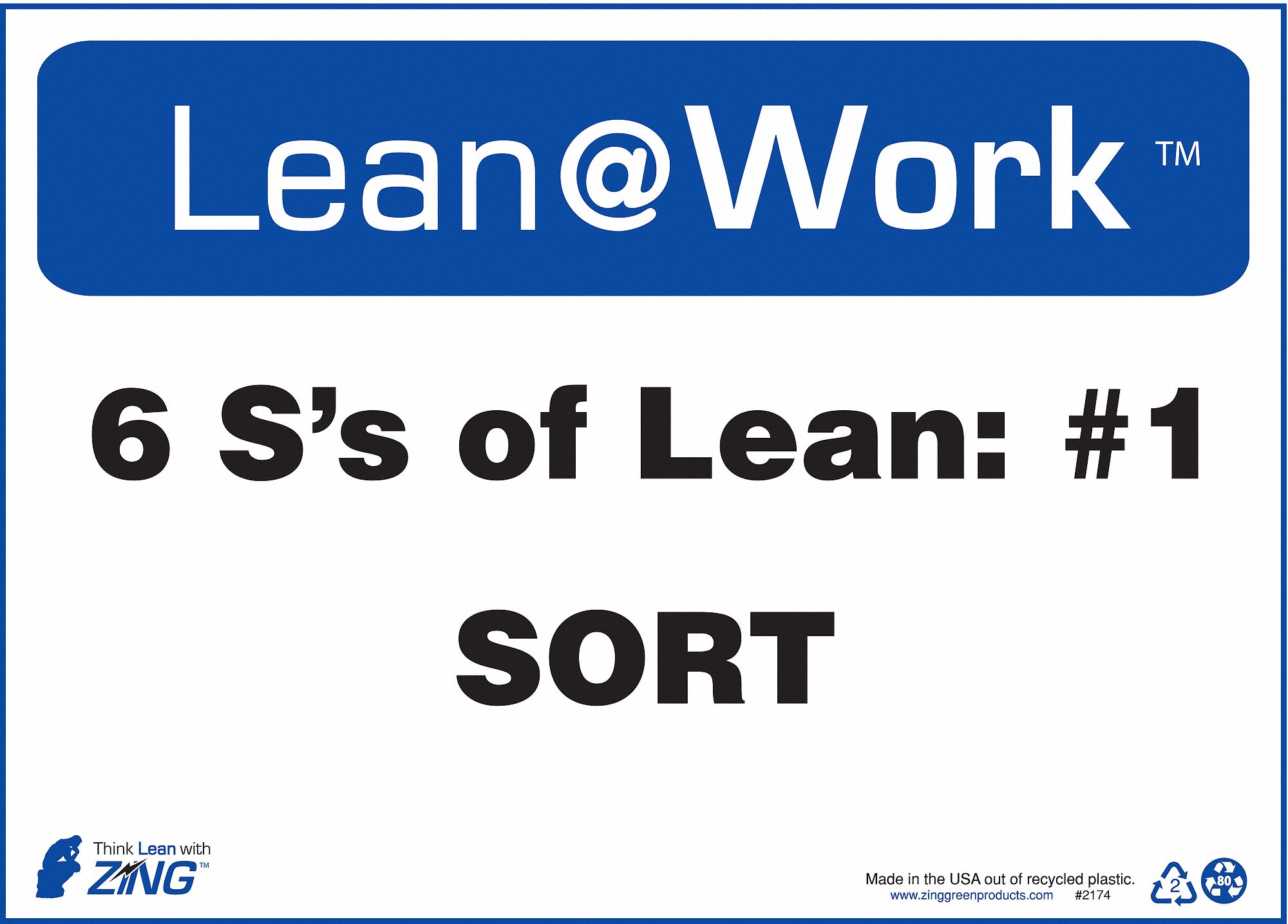 ZING LEAN PROCESSES SIGN, PLASTIC, 14 IN WIDTH, 10 IN HEIGHT, BLUE ...
