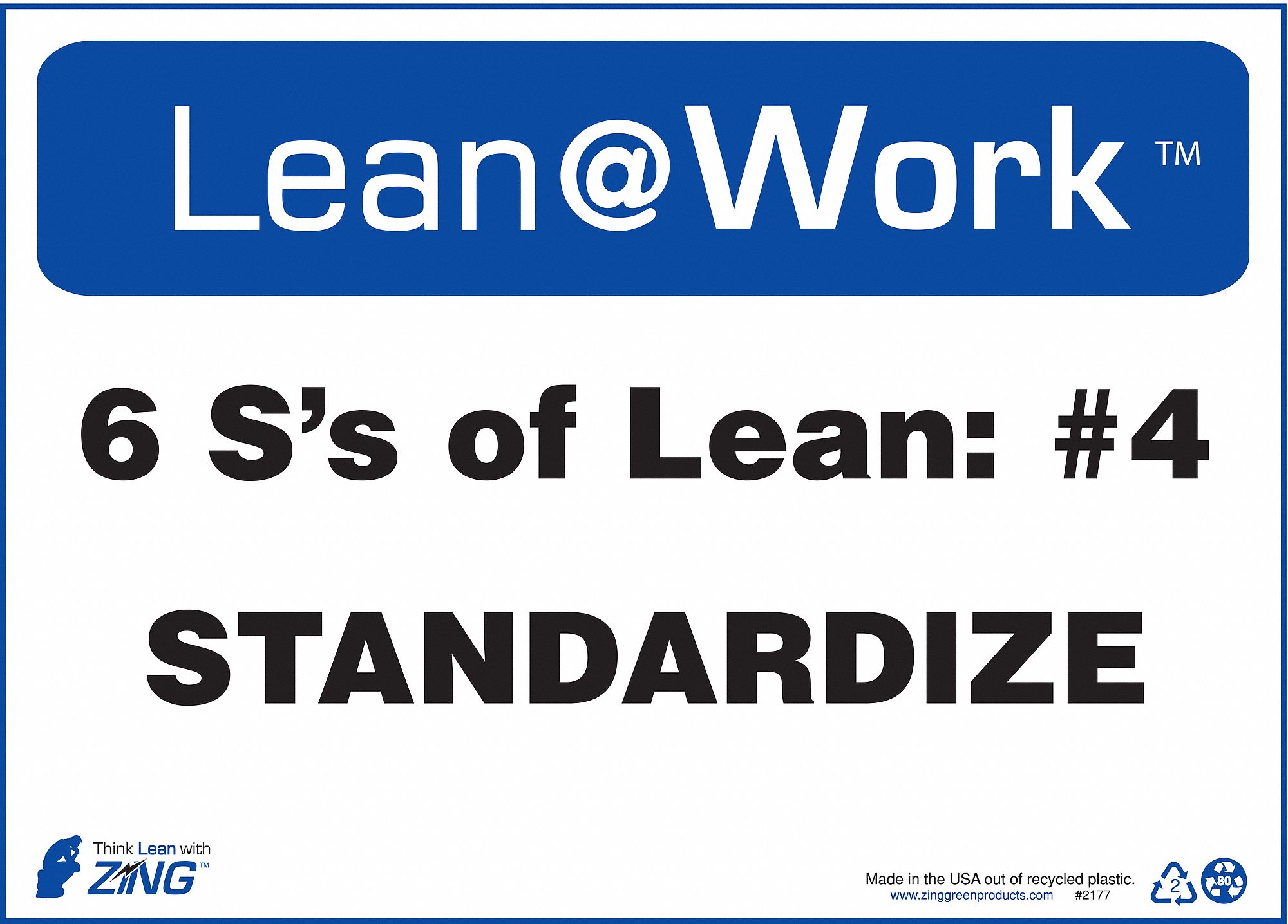 LEAN PROCESSES SIGN, PLASTIC, 14 IN WIDTH, 10 IN HEIGHT, BLUE/WHITE, SURFACE