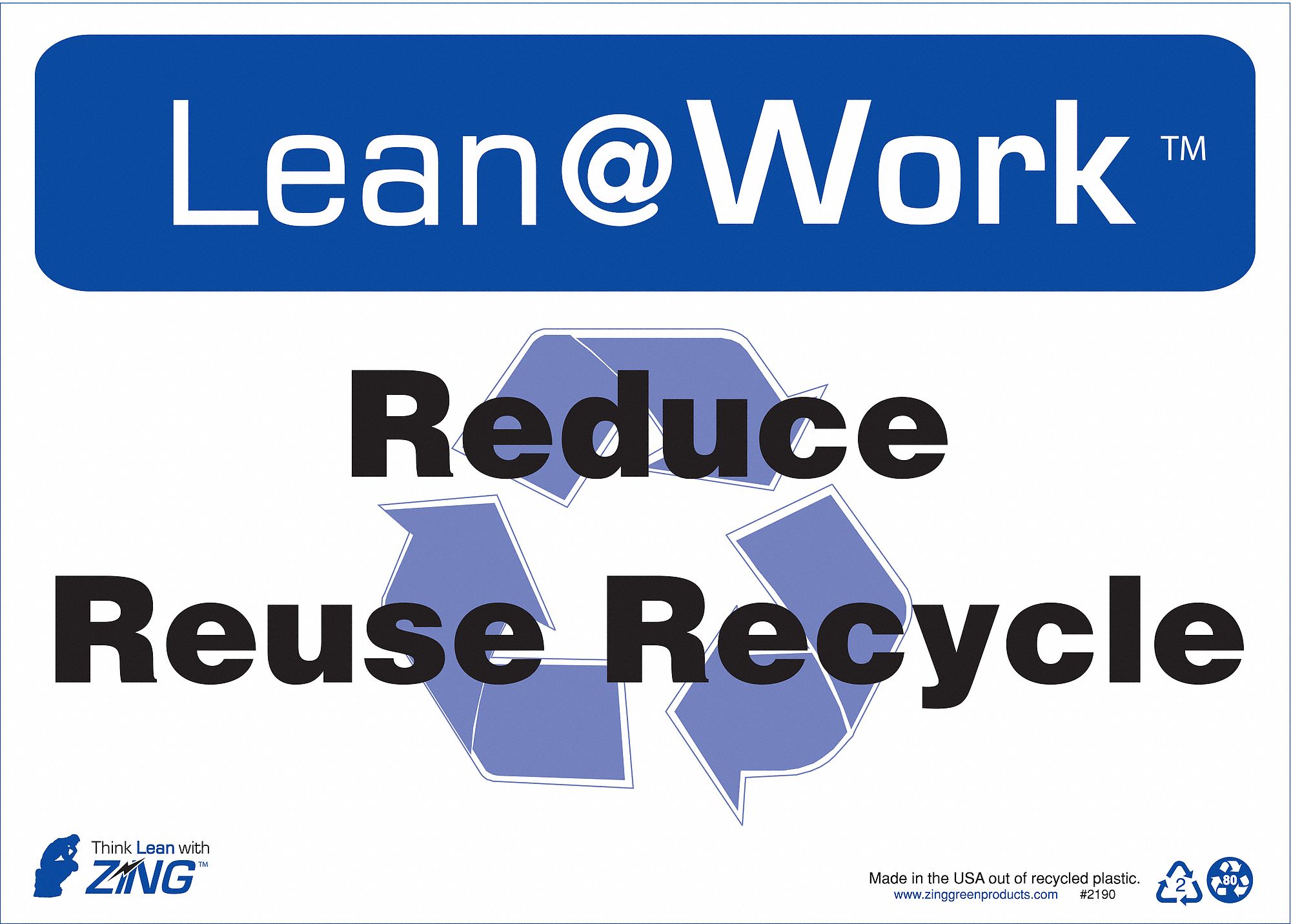 LEAN PROCESSES SIGN, PLASTIC, 14 IN WIDTH, 10 IN HEIGHT, BLUE/WHITE, SURFACE