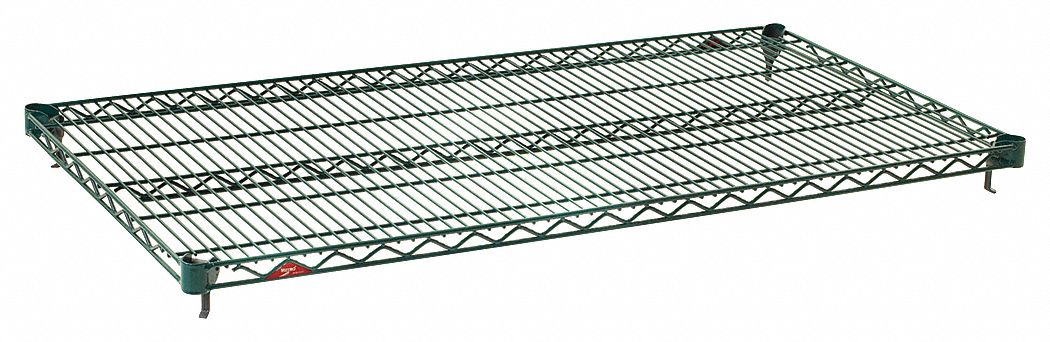 Wire Shelf: 72 in x 24 in, 5 Shelves, Quick-Adjust, 600 lb Load Capacity, Dry/Wet, Green