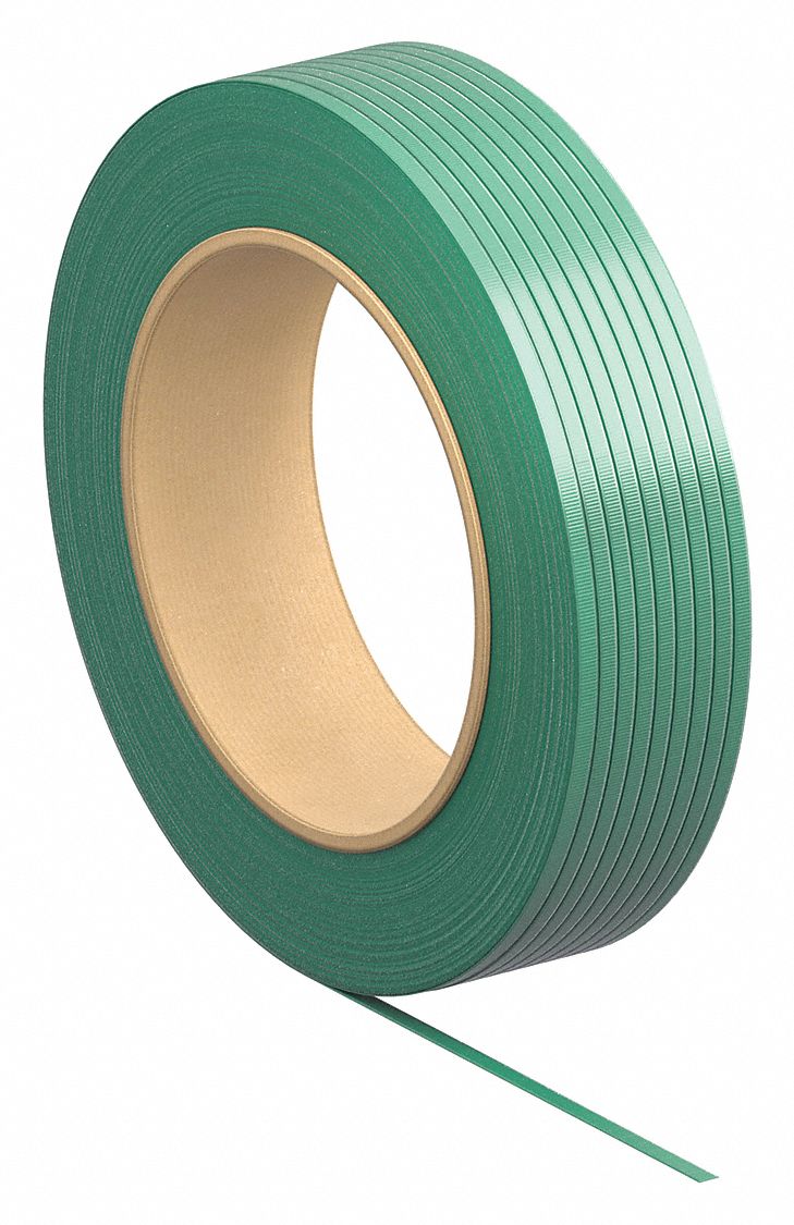 PLASTIC STRAPPING, ⅝ IN STRAPPING W, 0.035 IN THICK, 1,300 LB BREAK STRENGTH