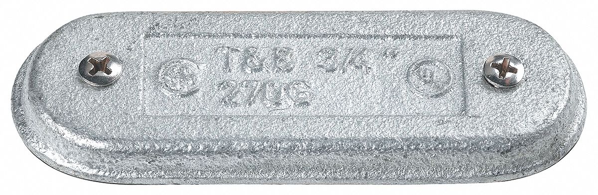 Covers for Conduit Access Fitting: Iron, Aluminum Acrylic Coated/Zinc Plated, 1/2 in Trade Size