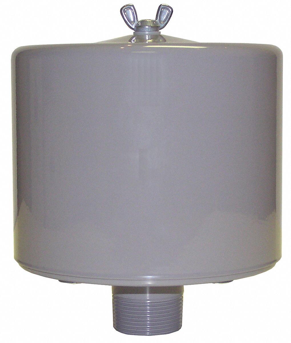Filter Silencer: 1 in (M)NPT Inlet Size, 55 cfm, 6.62 in Overall Ht, 6 in Outside Dia