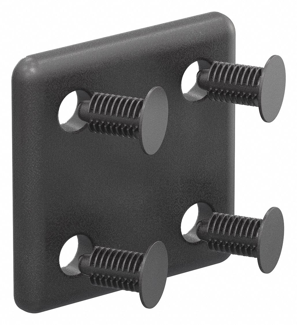 End Cap: 10 Series, Inch, 2 in x 1/8 in x 2 in, Black, ABS, Dust Cover, Matte, Quad, 2 PK