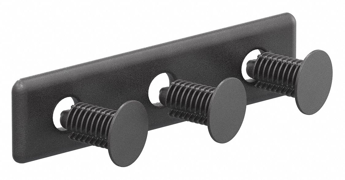 End Cap: 10 Series, Inch, 3 in x 1/8 in x 1 in, Black, ABS, Dust Cover, Matte, Triple, 2 PK