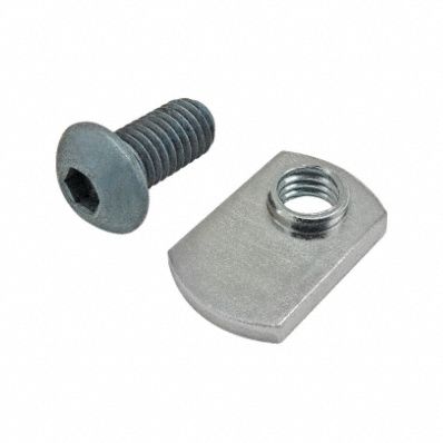 Bolt Assembly: M8 Size, 16 mm Thread Lg, Button Head Socket Cap, For 8.2 mm Slot Wd, Steel, 15 PK