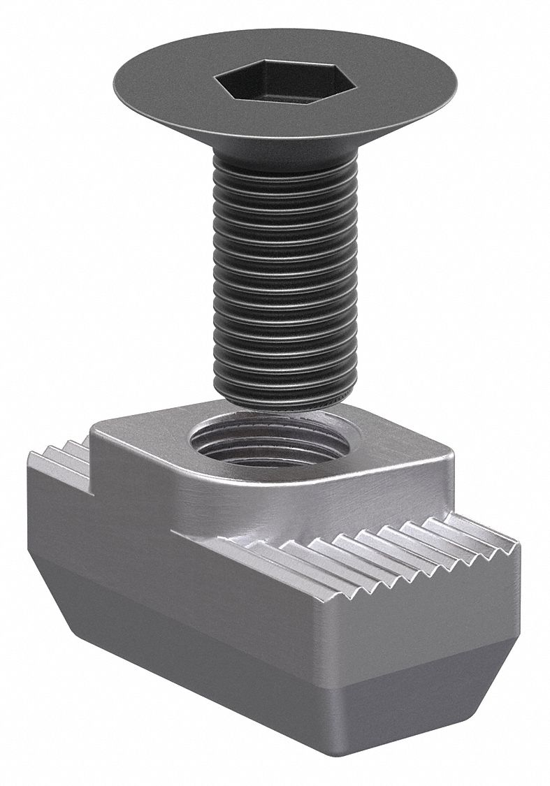 Bolt Assembly: M6 Size, 14 mm Thread Lg, Flat Head Socket Cap, For 8.2 mm Slot Wd, 30 Series, 6 PK