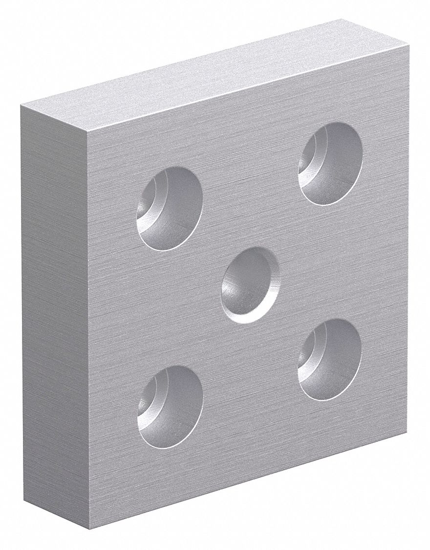 Base Plate: 10 Series, Aluminum, 2 in x 1/2 in x 2 in, Drop-In, Quad, Adj