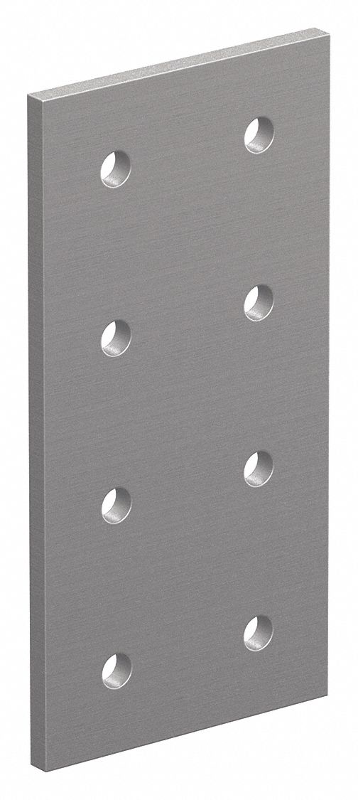 Rectangular Flat Plate: Rectangular Flat Plate, 40 Series, 6 mm x 80 mm x 160 mm, 8 Holes, Silver