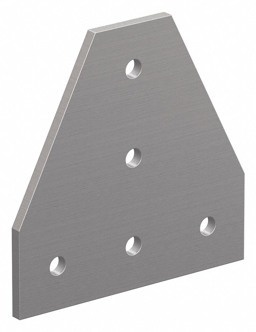 Tee Flat Plate: T Flat Plate, 30 Series, 4 mm x 90 mm x 90 mm, For 8 9/64 mm Slot Wd, 5 Holes