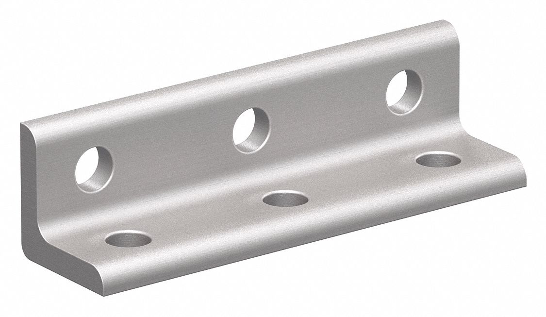Inside-Corner Bracket: Inside-Corner Bracket, 10 Series, 1 in x 2 7/8 in x 1 in, 6 Holes, Silver