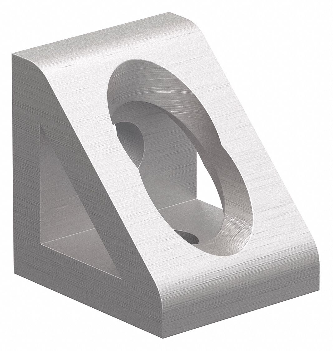 Inside Corner Bracket: Gusseted Inside-Corner Bracket, 10 Series, 1 in x 7/8 in x 1 in, 2 Holes