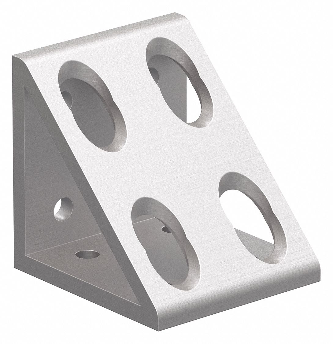 Inside Corner Bracket: Gusseted Inside-Corner Bracket, 15 Series, 3 in x 2 13/16 in x 3 in, 8 Holes