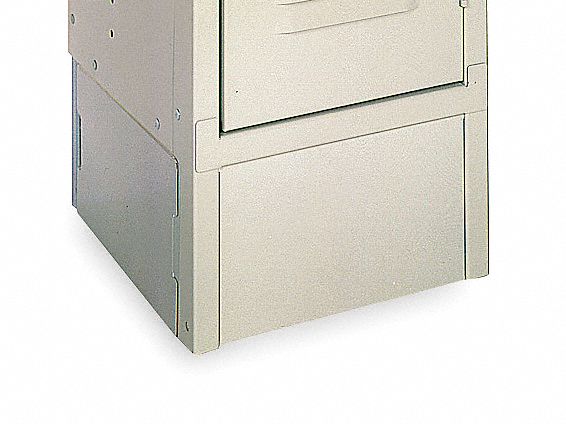 End Base: 12 in x 12 in x 6 in, End, 2 Bases/Pedestal, For 12 in Locker Wd, Steel, Putty