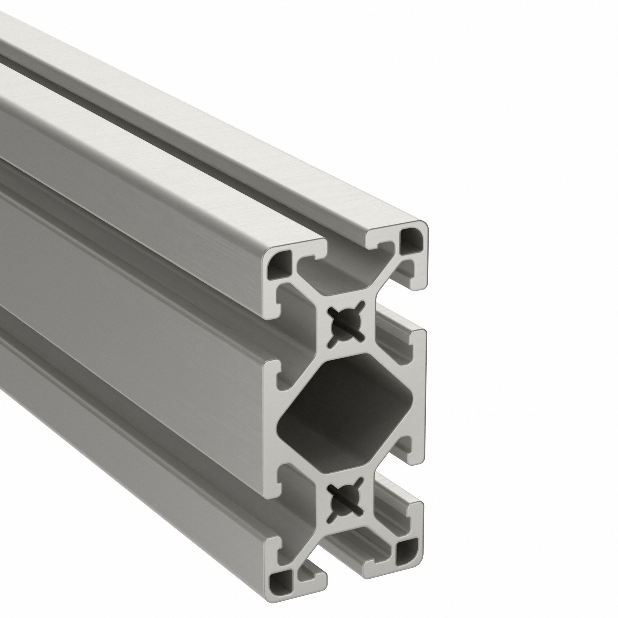 T-Slot Framing Extrusion: 15 Series, 12 ft Lg, 3 in x 1 1/2 in, Silver, Double, Smooth, 6 Slots