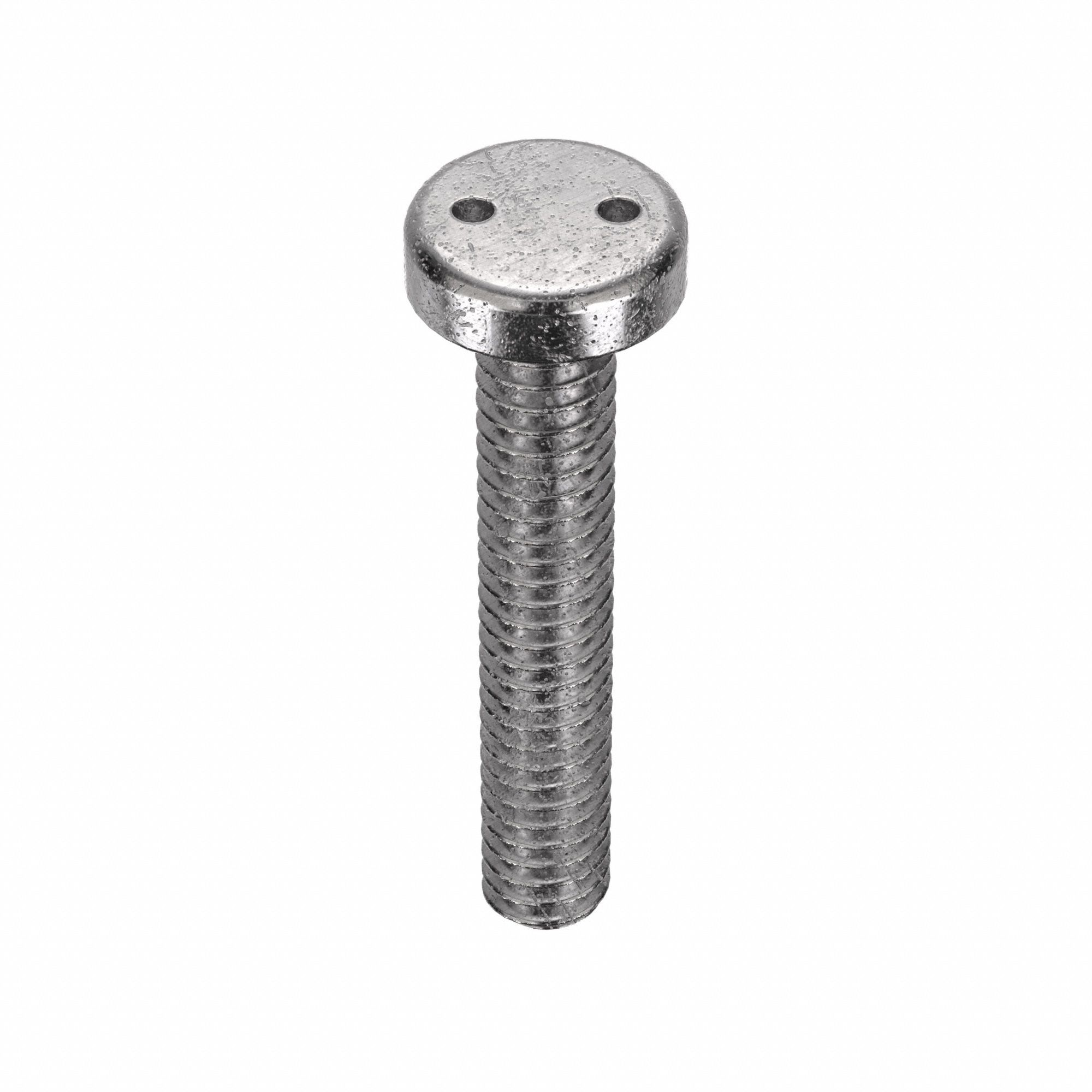 VIS INVIOLABLE,¼"-20,1½PO LO,INOX 18-8,BRUT,PLATE,CYLINDRIQUE,25PQ