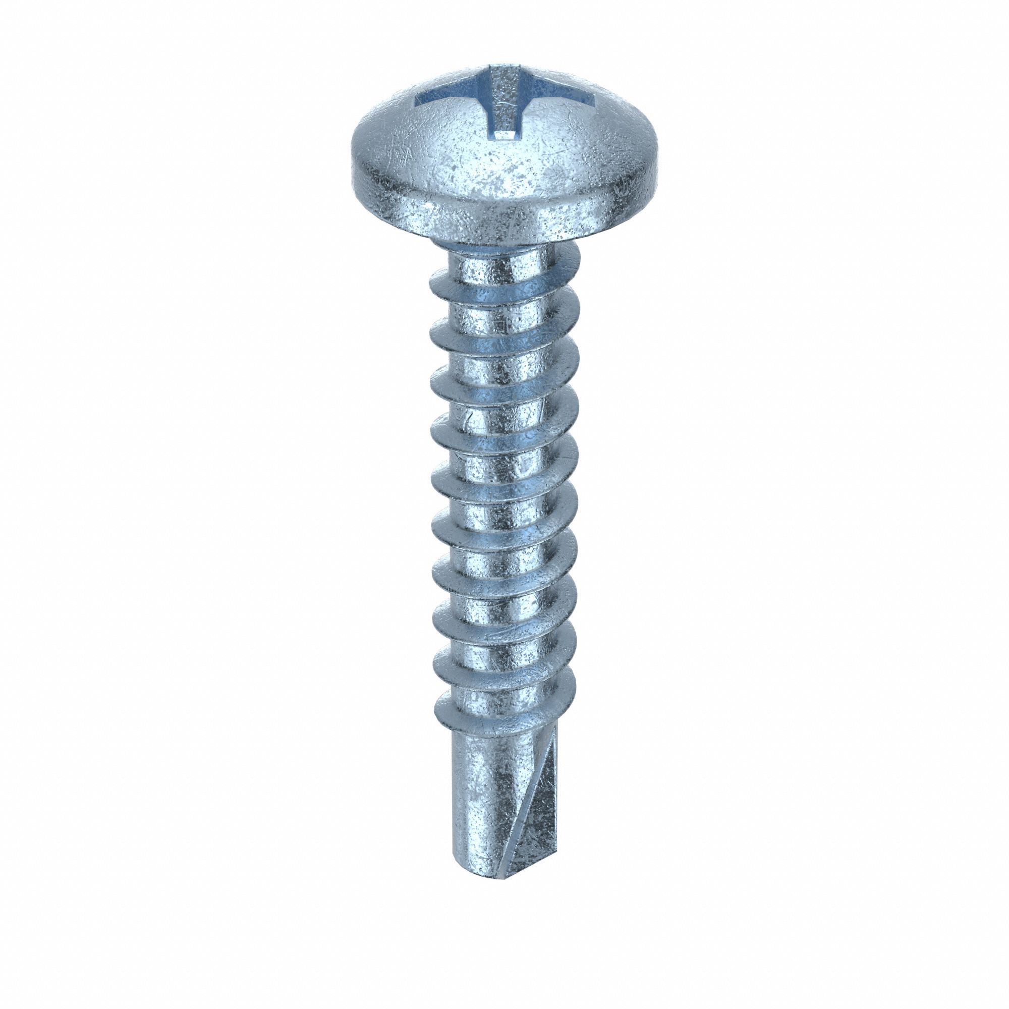 SELF DRILLING SCREW, SIZE #10, ¾ IN L, STEEL, ZINC PLATED, PAN, PHILLIPS, 100 PK