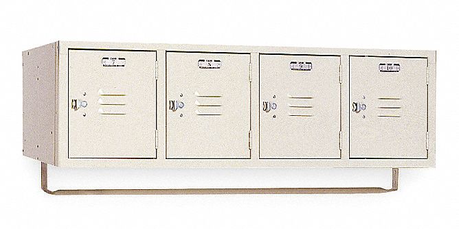 Wall Mount Box Locker: 45 in x 18 in x 13 3/4 in, 1 Tiers, 4 Units Wide, Louvered, Padlock Hasp