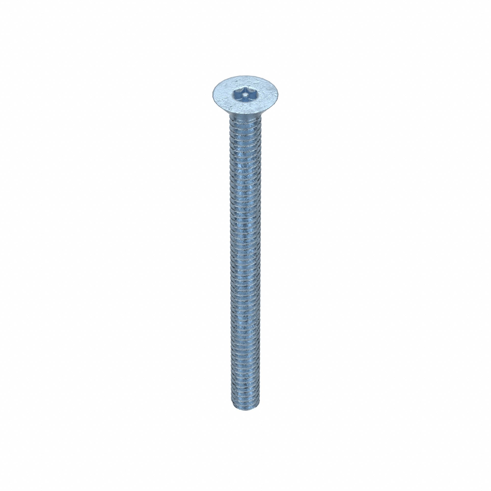 Machine Screw: #10-24 Thread Size, 2 1/2 in Lg, Steel, Zinc-Plated, Flat, Torx®/Star, 50 PK