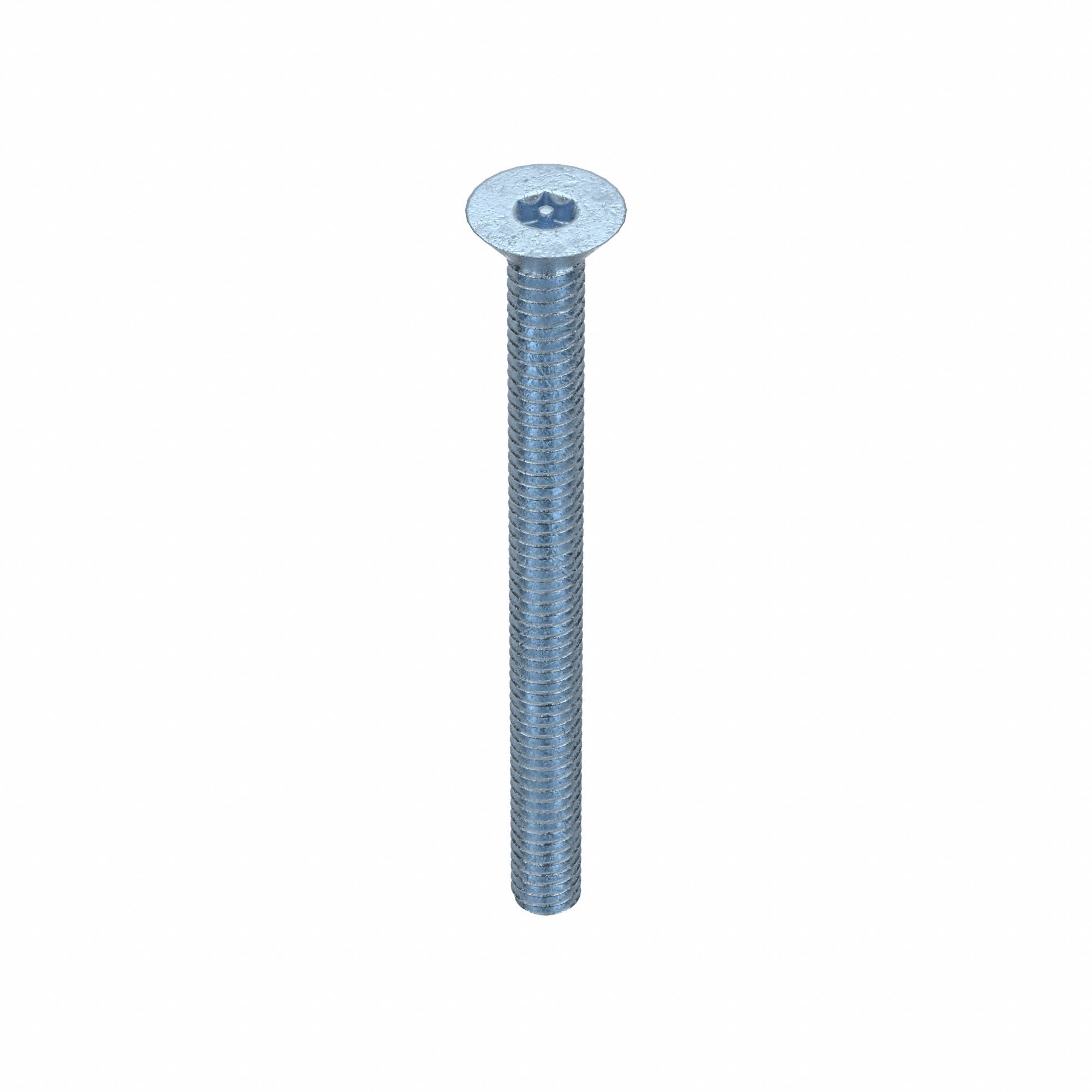 Machine Screw: 1/4"-20 Thread Size, 2 in Lg, Steel, Zinc-Plated, Flat, Torx®/Star, 25 PK
