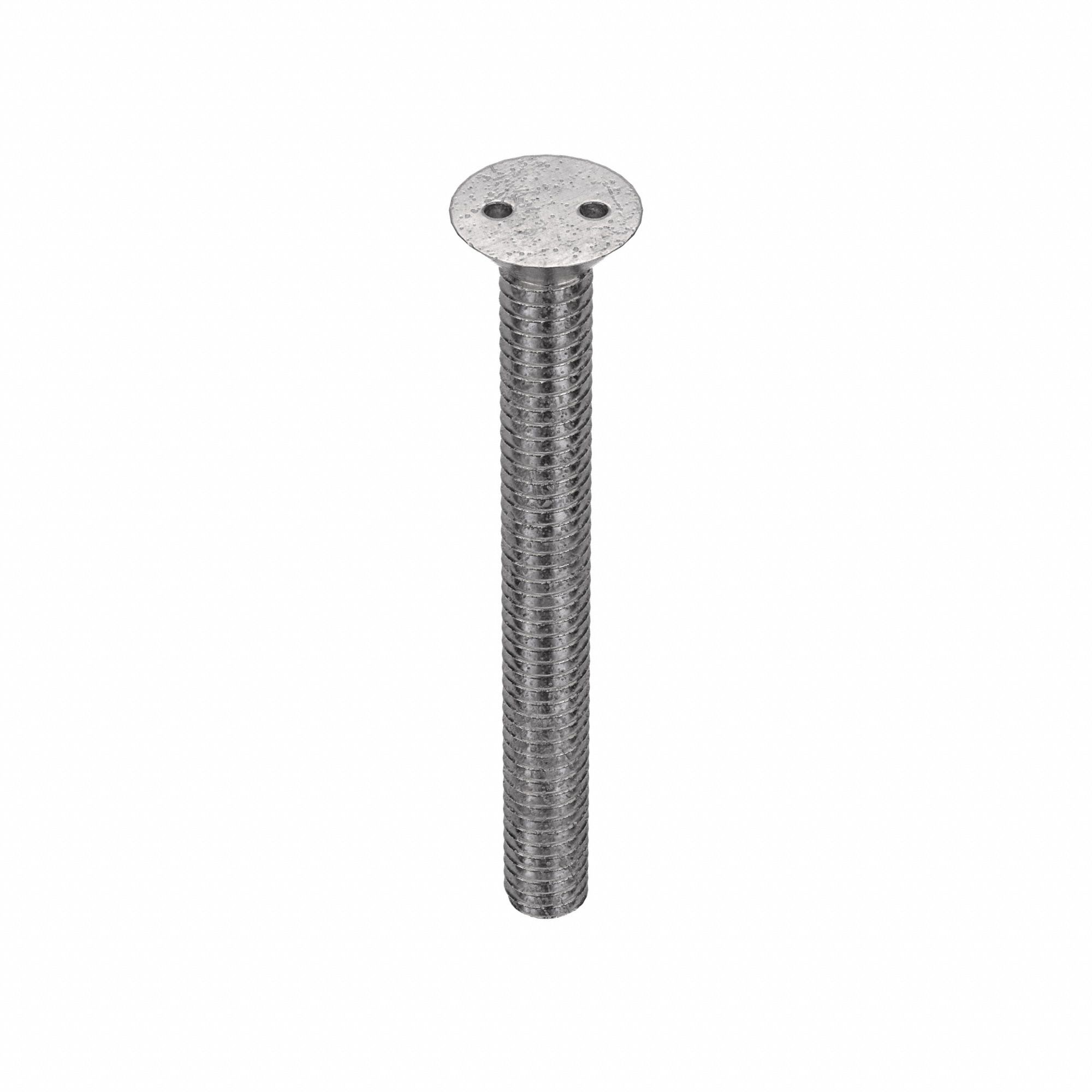 Tamper Resistant Screw: 1/4"-20 Thread Size, 2 1/2 in Lg, Stainless Steel, Plain, Flat, 25 PK