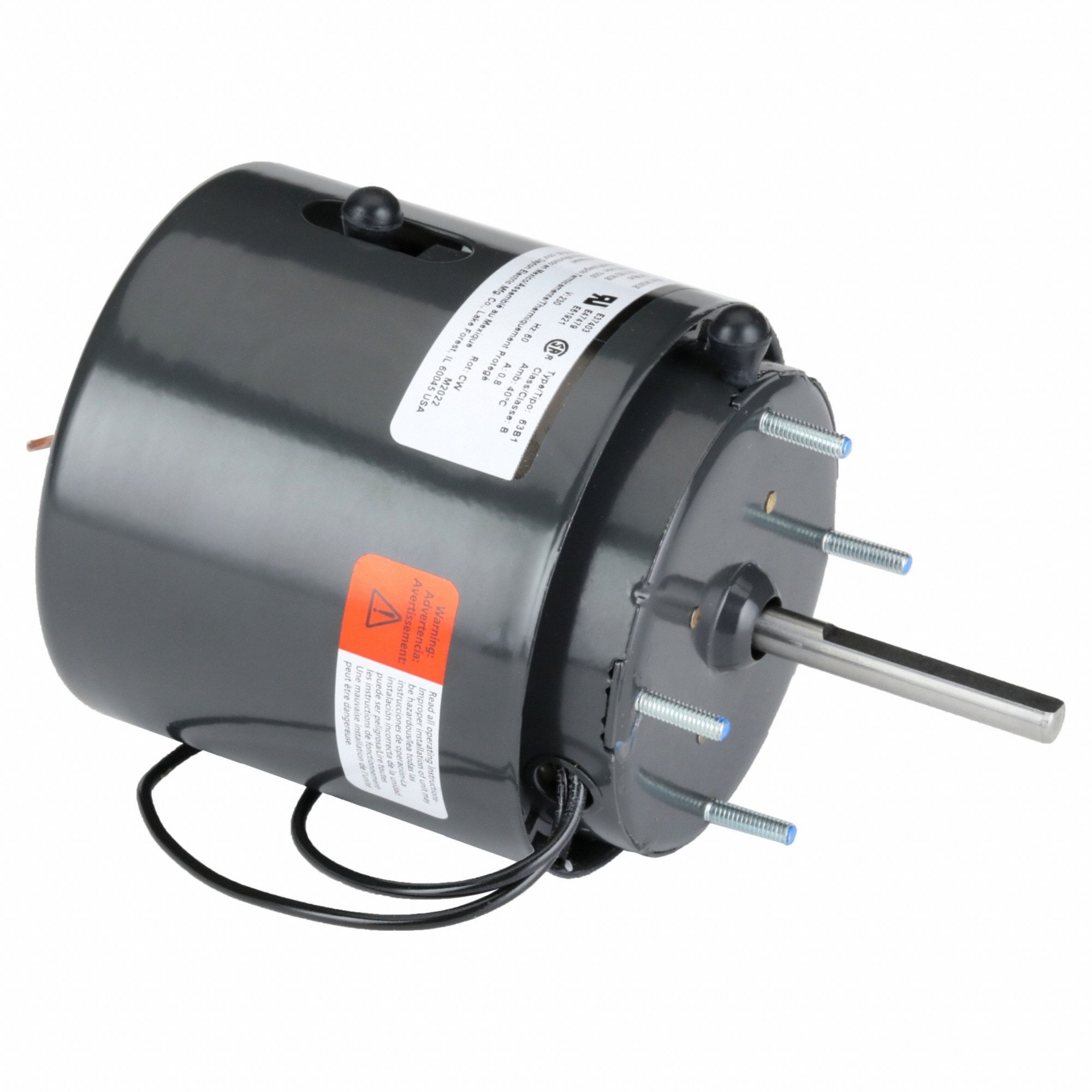 HVAC Motor: Stud, Shaded Pole, Single Phase, 1/20 hp, 1, 550 RPM, 3.3 Frame Size, 230V AC, B